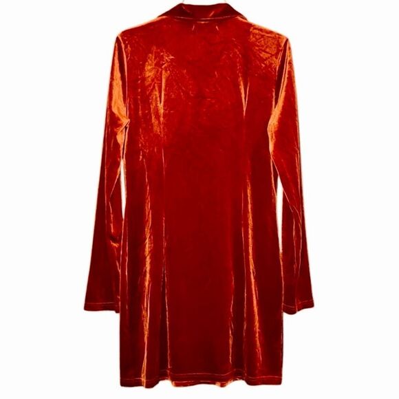 Cider Collared Velvet Long Sleeve Mini Dress in Rust/Gold Women’s XL - Picture 4 of 6